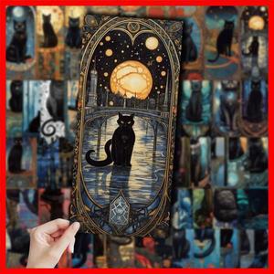 10/30/60PCS 고딕 검은 고양이 문 타로 스티커 어두운 미적 만화 데칼 낙서 노트북 전화 냉장고 멋진 PVC