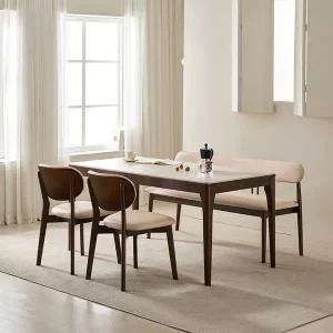 [삼익가구][NEW기본배송비무료]로이든 포세린 통세라믹 4인용 와이드 원목 1600 식탁세트(벤치1+의자2)