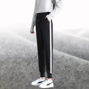 힙제이 옆선이 매력적! 조거스타일 기모 트레이닝팬츠 블랙 겨울 여성바지 4XL