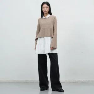 WOMAN 니트 레이어드 러플 셔츠 원피스 [2COL] / WBE4L15510