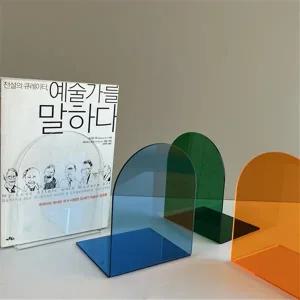 투명 북엔드 디자인 모던 인테리어 아크릴 북엔드 컬러 지지대 고급 거치대 사무실 스탠드 정리대 책꽂이