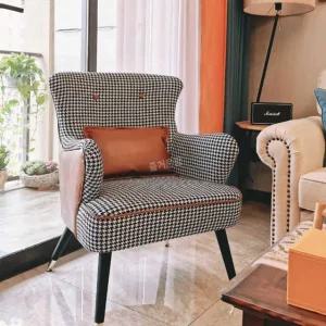 클래식 의자 라운드 2028싱글체어 2028싱글체어 하운드 팔걸이 카페 체크 네일샵 체어 브라운 쇼파 로비 체크의자 브라운 1인용 무늬 2028싱글체어 브라운