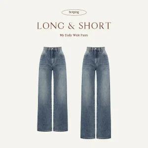 핫핑 [2기장/롱다리핏] 팜무드 캣브러쉬 워싱 와이드 데님팬츠