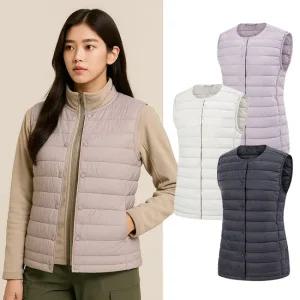 콜핑 여성 겨울 웰론 얇은 보온 경량 등산 패딩 조끼 KSC759SV3W