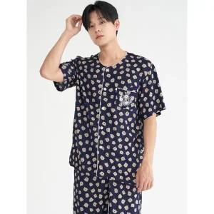 [하프클럽/]테디베어 반팔 레이온 남성 빅사이즈 잠옷 세트