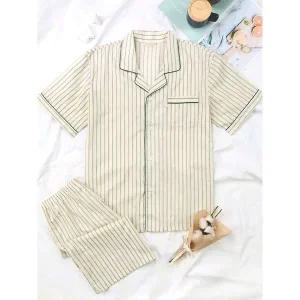 [하프클럽/]리프ST 반팔 순면 남성 빅사이즈 잠옷 세트