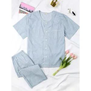 [하프클럽/]그레이ST 반팔 순면 남성 빅사이즈 잠옷 세트