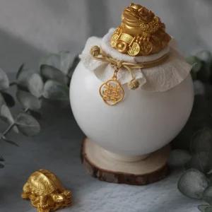 달항아리 미니 전통 100% 수공예품 인테리어 화병 소금 단지 금 두꺼비 황금 거북이 장식품