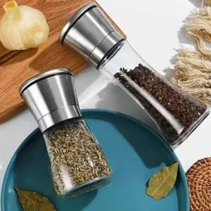 스테인리스 분쇄기 투명 통 조리 도구 커피 향신료 그라인더 후추 깨 양념