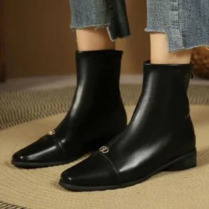 겨울 여성워커 스판여성 기모안감 기모 레이스업 5cm굽 부츠 삭스 워커