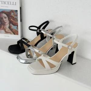 여성 파티룩 가보시 하이힐 샌들 드레스