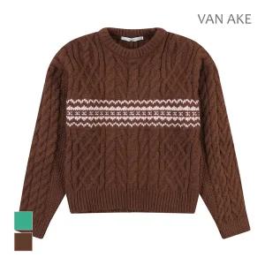 [반에이크] 배색라인 꽈배기 니트_VB3ZKTQ327Z