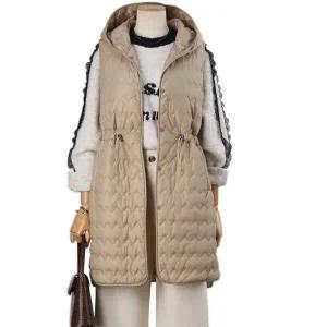 [쉬즈나인]웨이브 퀼팅 롱 경량 패딩조끼