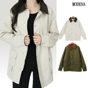 G.모데나 코듀로이 배색 퀼팅 워크 자켓 2종 택1