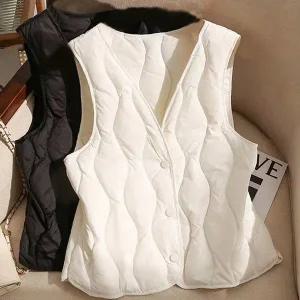 (예쎄) 브이넥 경량 물결 퀼팅 패딩 조끼(S4WVT003A)