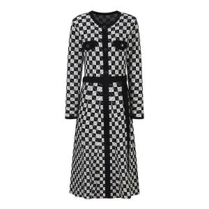 SI 블록 체크 스트랩 플레어 니트 원피스 (SSJOOCX29280) (SSJOO29280)