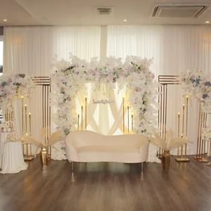 1개-3개) 골드 꽃무늬 웨딩 아치 사각 프레임 예식 장식용 조화 배경 스탠드