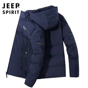 JEEP SPIRIT 남자 겨울 캐주얼 도톰 다운 점퍼 방풍 후드 덕다운 야상