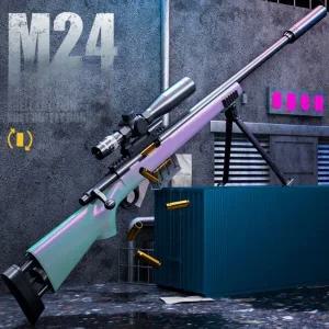 수정탄전동건 비비탄권총 풀메탈권총 M24 탄피 배출 소프트 총알 장난감 총 수동 장전 저격 소총 야외 게임