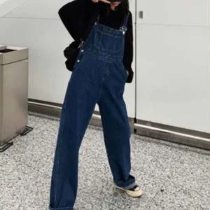 데님 멜빵 긴바지 청바지 통바지 루즈핏 멜빵바지