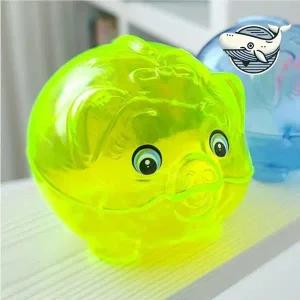 다채로운 투명 돼지 저금통 큰 재미있는 저금통