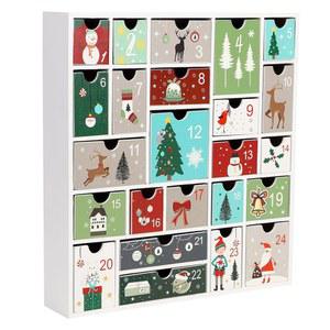 샌드 마인 우드 크리스마스 어드벤트 캘린더, 24개의 서랍이 있는 카운트다운, 크리스마스, 리필 가능한 어드벤트, 화이트