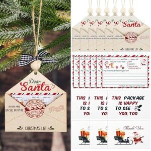 키겔리 6, 크리스마스 트리 장식을 위해 산타 장식에 편지를 걸어두는 편지 장식품 나무 봉투 소원 목록 쓰기 키트 선물