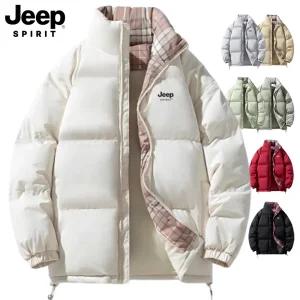 지프 JEEP SPIRIT 남녀공용 안감배색 하이넥 카라 웰론 솜 패딩점퍼 집업 아웃도어 5555