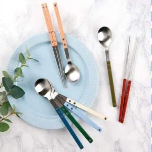 세트 휴대용 수저 골드 숟가락 젓가락 저분 케이스