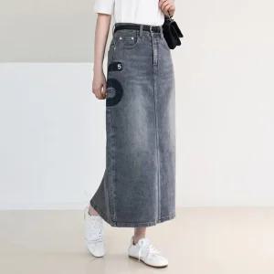 파이브 포인트 스판 롱 데님 스커트_2color