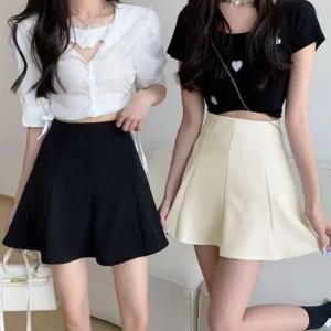 여성 미니 스커트 치마 하이웨스트 플리츠 A라인