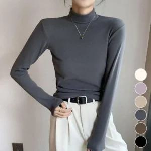 가을겨울 롱티 모던하이넥 이너 반목티 소프트터치