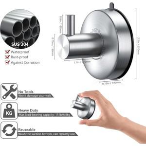 샤워용 흡착식 니켈 수건 걸이 욕실용 SUS 304 스테인리스 스틸 후크 가정용 수납
