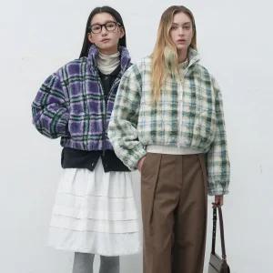 WOMAN 체크 블루종 플리스 점퍼 [2COL] / WBE4L07531