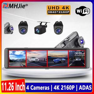 룸미러 블랙박스 T80 4CH 대시 11 26 인치 4K WIFI 후면보기 미러 카메라 비디오 레코더 자동차 DVR ADAS BSD 야간 투시경 24H 주차 모니터