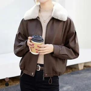 KARRA 퍼카라페이크레더셔링점퍼_A5W0290