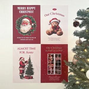 크리스마스 포스터 A3 4장 세트 벽 장식 소품 인테리어 용품 파티 데코