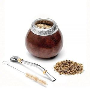 B BETOV Yerba Mate Gourd 아르헨티나 마테 컵 및 클린 예르바 티컵 메이트 세트 천연 핸드메이드 예르바 봄빌라 포 브러시 다크 빨대