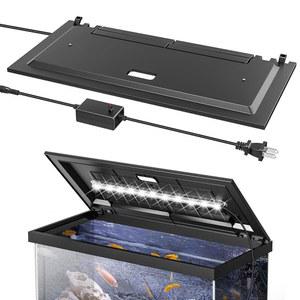 블로세일 LED 수족관 후드, 밝기 조절 가능한 흰색 튜브 조명이 있는 어항 커버, 교체 전신 전구, 24인치 프레임 수족관, 검은색 착용 가능