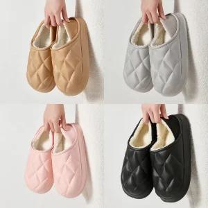 뒷꿈치 밴딩 겨울 방한 털 신발 슬리퍼 털실내화 230-275 굽 2.5cm 남녀공용 남자 여자 남성 여성 방수 미끄럼방지 따뜻한 푹신한 거실화 겨울슬리퍼 방한신발 방한화 주방화