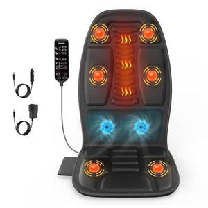 온열 마사지 시트 쿠션, 의자용 쿨링 백 마사지기, 전신 마사지용 의자 어댑터 2개가 있는 심부 조직 진동 패드, 아빠 엄마를 위한 선물