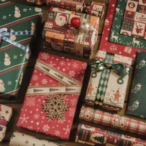 크리스마스 레트로 포장지 6장세트 선물포장