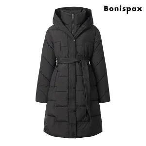 [롯데백화점]미니멈에브리데이/보니스팍스 벨티드 밴딩 롱 후드 패딩 (XO4JJ029L0)