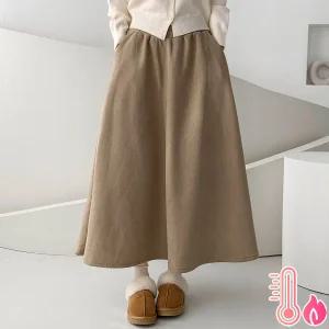 [겨울도 예쁘게] 양털 코듀로이 플레어 스커트 기모안감 겨울 골덴 롱치마 A라인