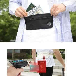 여권 신용카드 스키밍방지 여행용 얇은 전대 벨트백 소품가방 웨이스트백 스마트폰수납 힙백 운동힙색