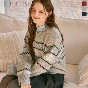 [블루레이스]눈꽃패턴 라운드넥 울니트_BI5W3KT2301