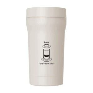 에어로프레스 스테인리스 스틸 여행용 커피 텀블러 - 뜨거운 음료나 차가운 음료를 위한 이중 벽 단열재 물보라 방지 뚜껑 및 내장 필터 보관 컵 홀더 친화적 16온스 크림