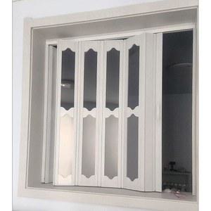 맞춤형 접이식 슬라이딩 윈도우 - 손잡이가 있는 실내 아코디언 도어, 아크릴 유리, 다락방, 주방, 옷장용 PVC 도어 95x65cm(37.4x25.6인치) 간편한 설치