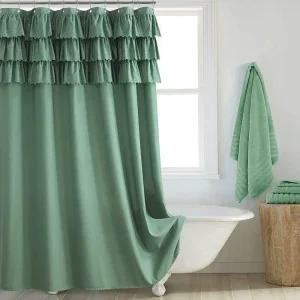 흰색 프릴 욕실커튼 커텐 공주 가림막 레이스 욕조 샤워