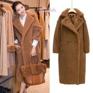 페이크퍼 양털 테디베어 롱 코트 뽀글이 퍼 루즈 오버핏 부클 자켓 인조 털코트 비 으